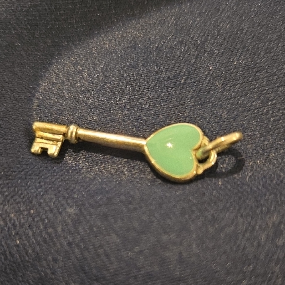 Tiffany & Co. Silver Key with Green Heart Charm